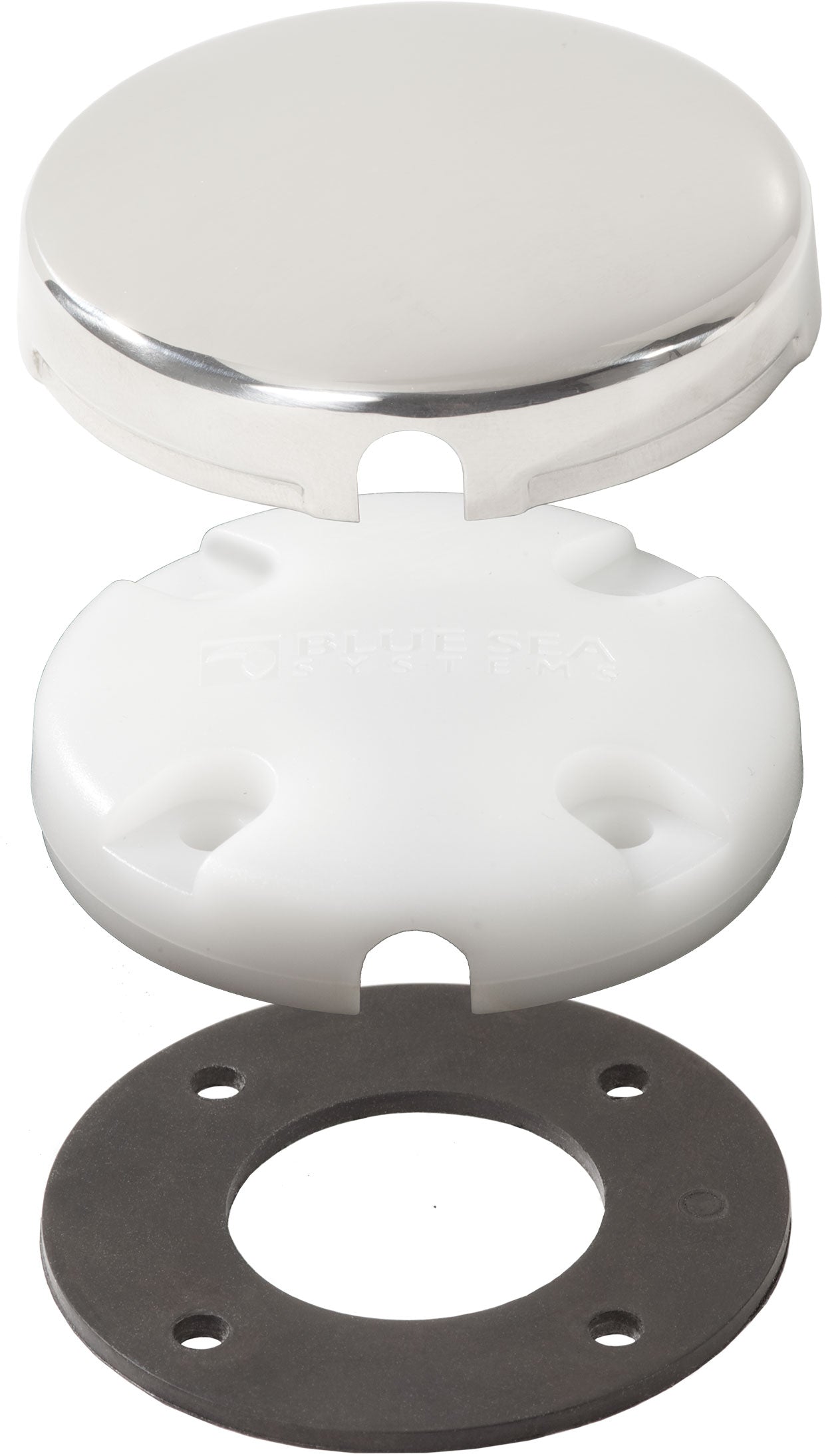 Blue Sea Side Entry CableClam White Max Cable Dia 0.28in With Stainless Steel Cover