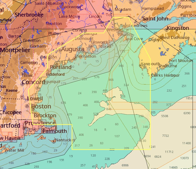 C-MAP NA-M325 Max Wide C-Card Gulf of Maine Bathymetric