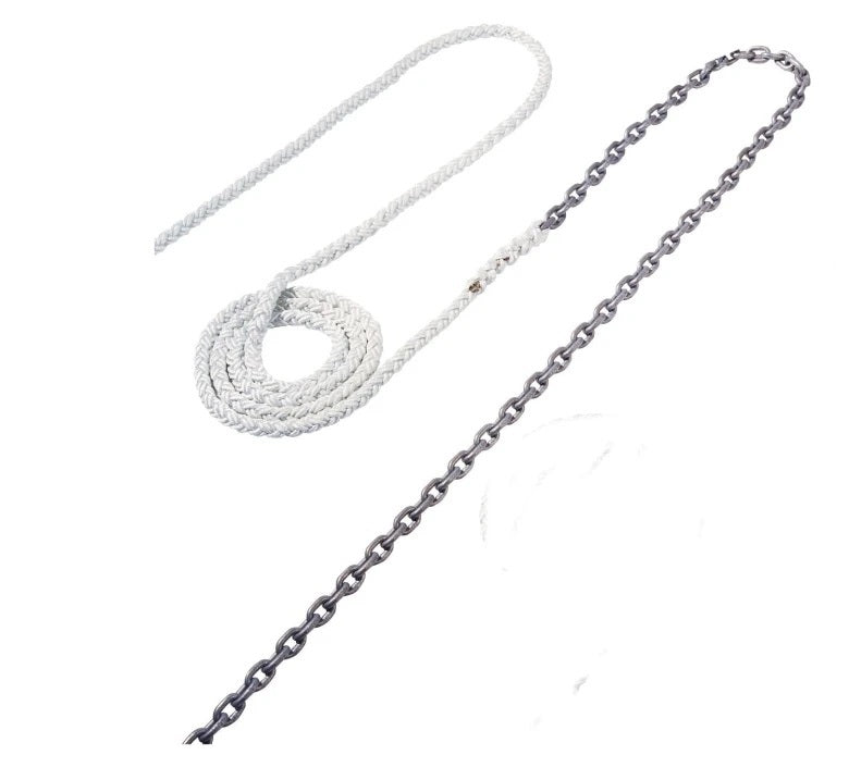 Maxwell 15' of 5/16" HT Chain Splice to 150' of 5/8" Nylon Brait Line